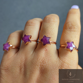 Pink Ruby Ring, Star Electroplated Ring, Handmade Jewelry, Natural Gemstone Ring, Promise Ring, Boho Jewelry, Statement Gift, Gift For Mom